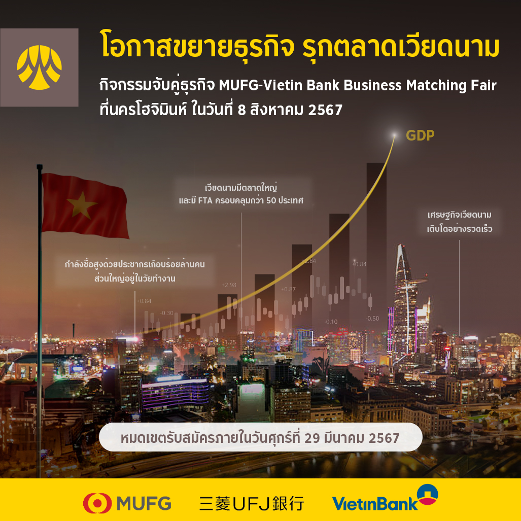 โอกาสขยายธุรกิจ รุกตลาดเวียดนาม กิจกรรมจับคู่ธุรกิจ MUFG-Vietin Bank Business Matching Fair ที่นครโฮจิมินห์