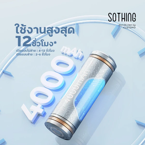 แบตเตอรี่ 4000 mAh ใช้งานสูงสุด 12 ชั่วโมง