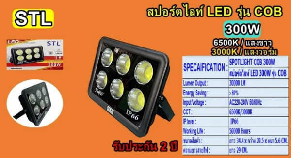 สปอร์ตไลท์ COB 300W แสงขาว