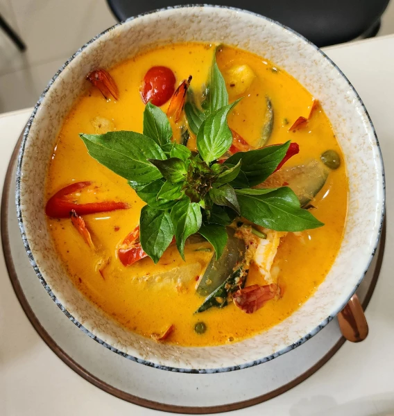 Mixed Fruit Red Curry with Smoked Duck Breast.