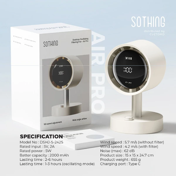 พัดลมตั้งโต๊ะ SOTHING Air Pro (มีไส้กรอง)